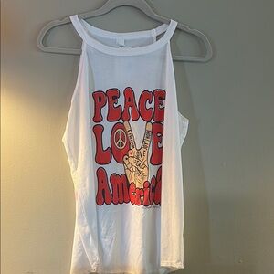Peace Love America White Tank Top
